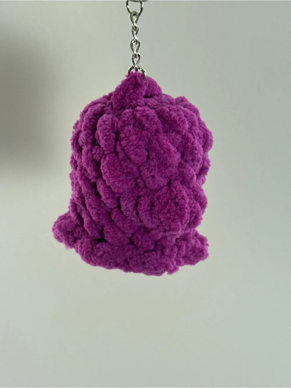 Handmade Purple Crochet Ghost Keychain – 3”